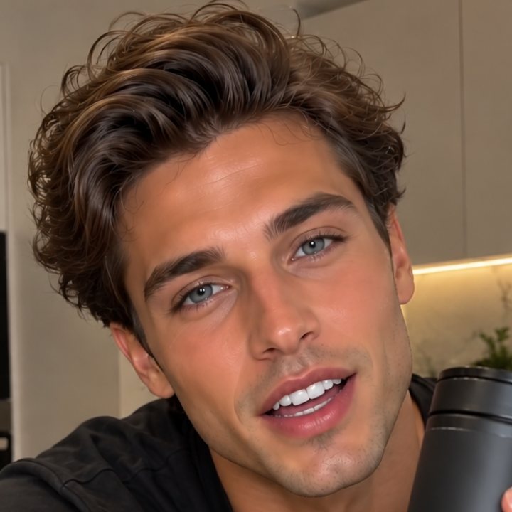 Close-up of a glossy, too-perfect AI face